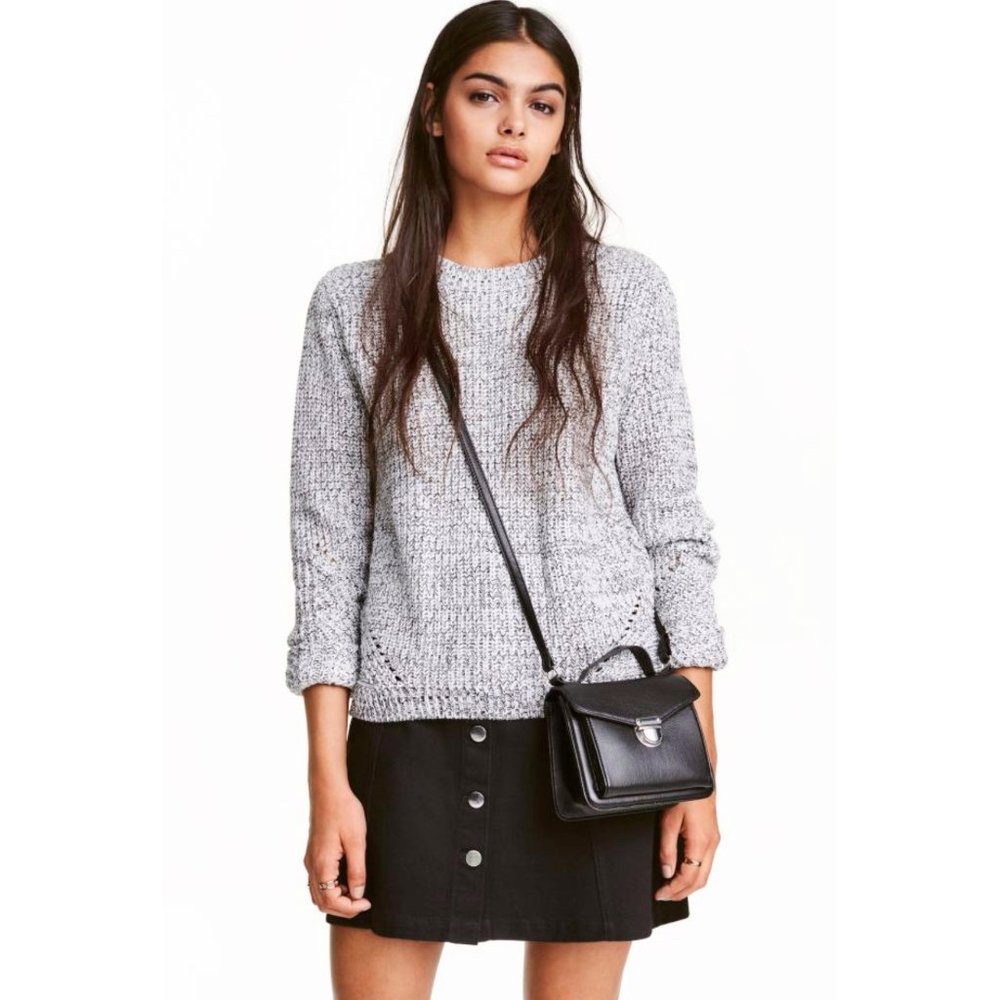 H&M Black And White Openwork Ribbed Knit Sweater - Picture 2 of 8
